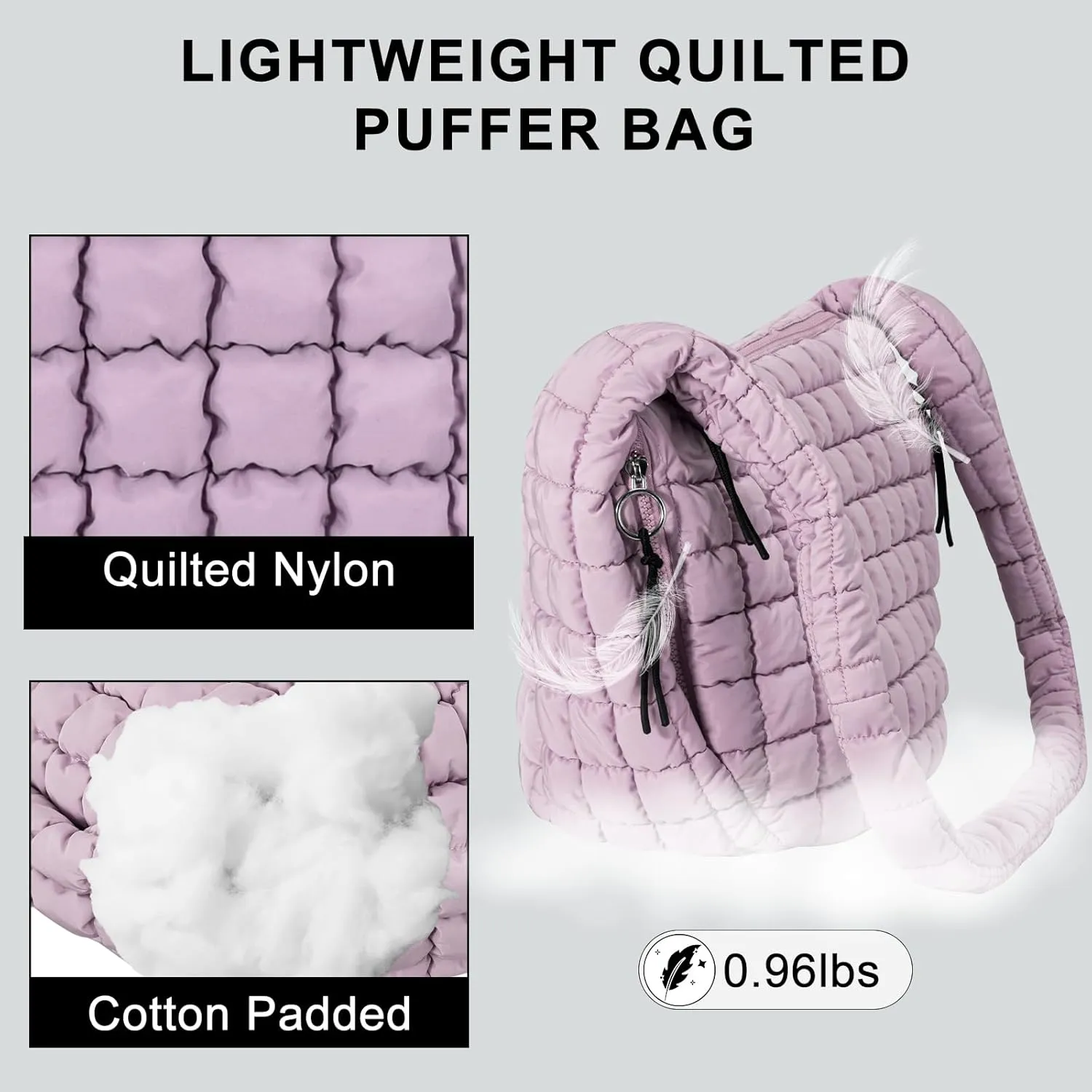 Puffer Tote Bag for Women Large Quilted Puffy Lightweight Carryall Crossbody Tote Bag for Women