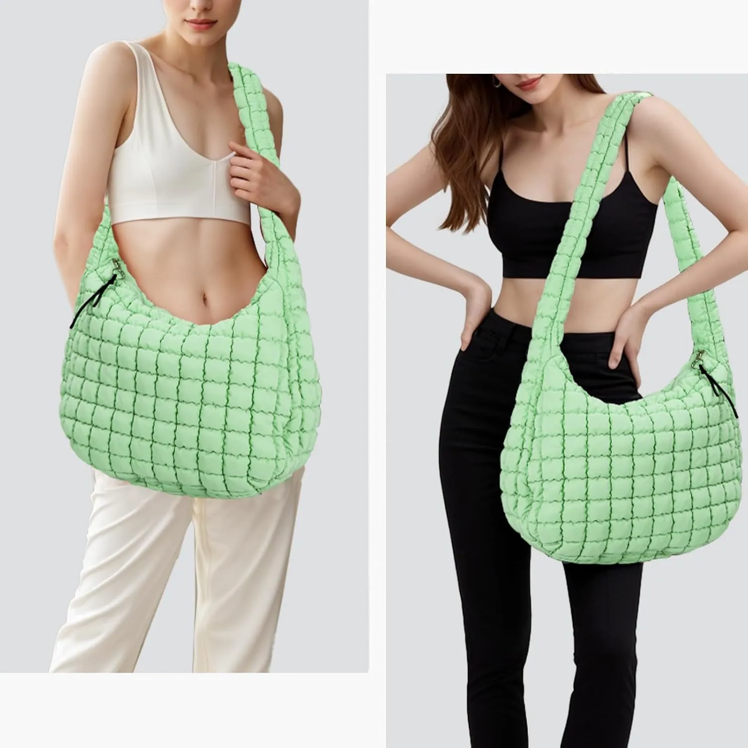 Puffer Tote Bag for Women Large Quilted Puffy Lightweight Carryall Crossbody Tote Bag for Women