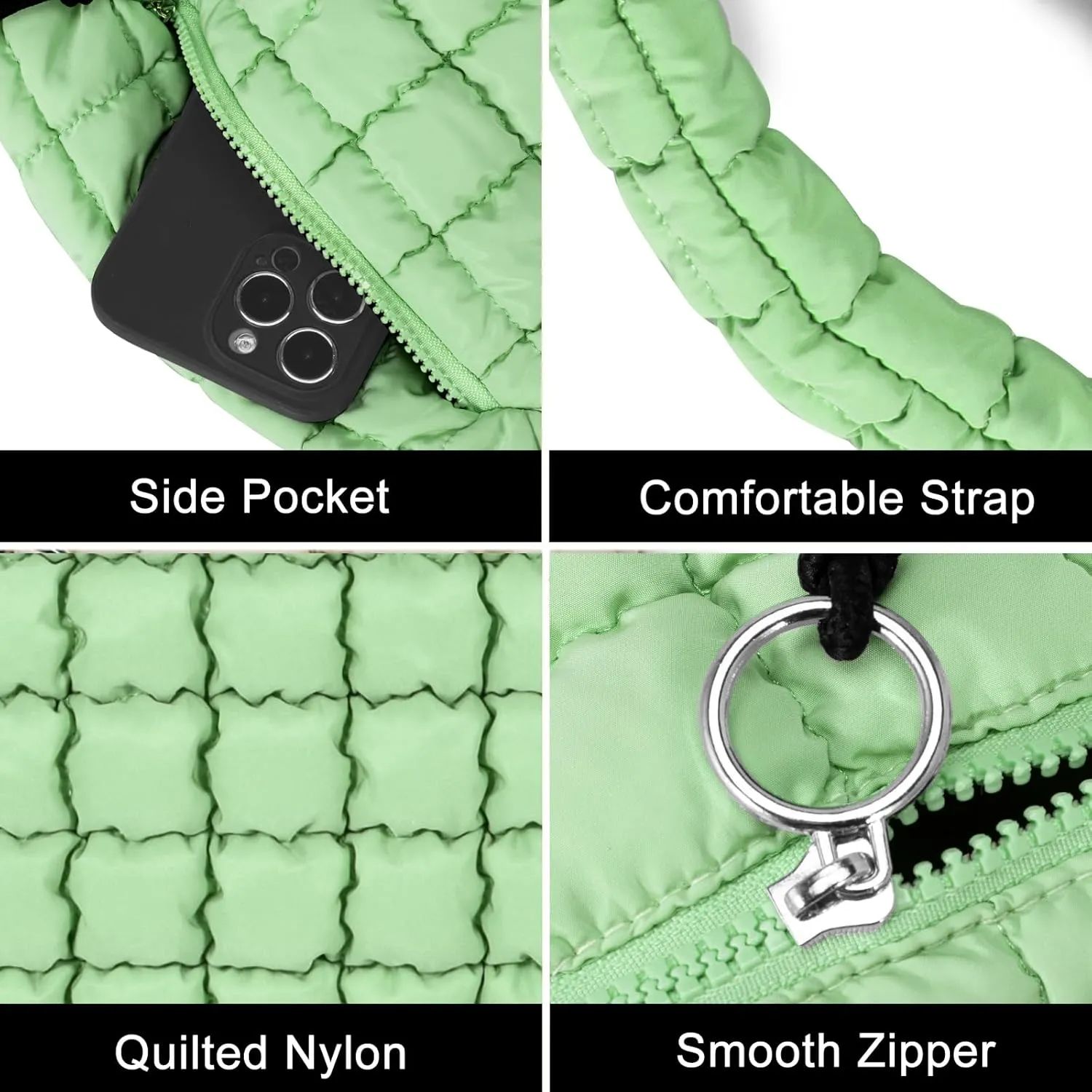 Puffer Tote Bag for Women Large Quilted Puffy Lightweight Carryall Crossbody Tote Bag for Women