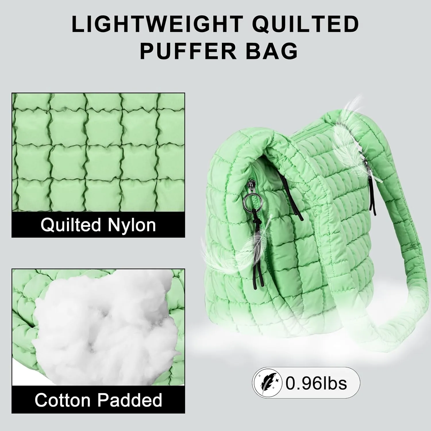 Puffer Tote Bag for Women Large Quilted Puffy Lightweight Carryall Crossbody Tote Bag for Women