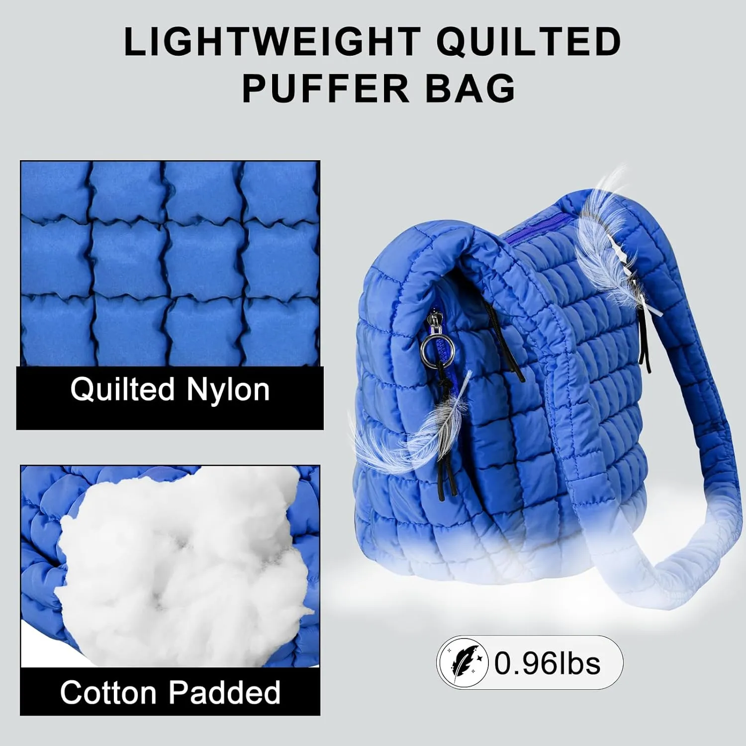 Puffer Tote Bag for Women Large Quilted Puffy Lightweight Carryall Crossbody Tote Bag for Women