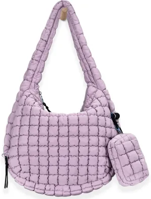 Puffer Tote Bag for Women Large Quilted Puffy Lightweight Carryall Crossbody Tote Bag for Women
