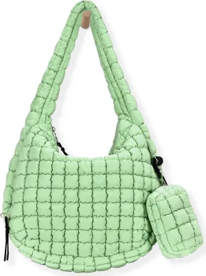 Puffer Tote Bag for Women Large Quilted Puffy Lightweight Carryall Crossbody Tote Bag for Women
