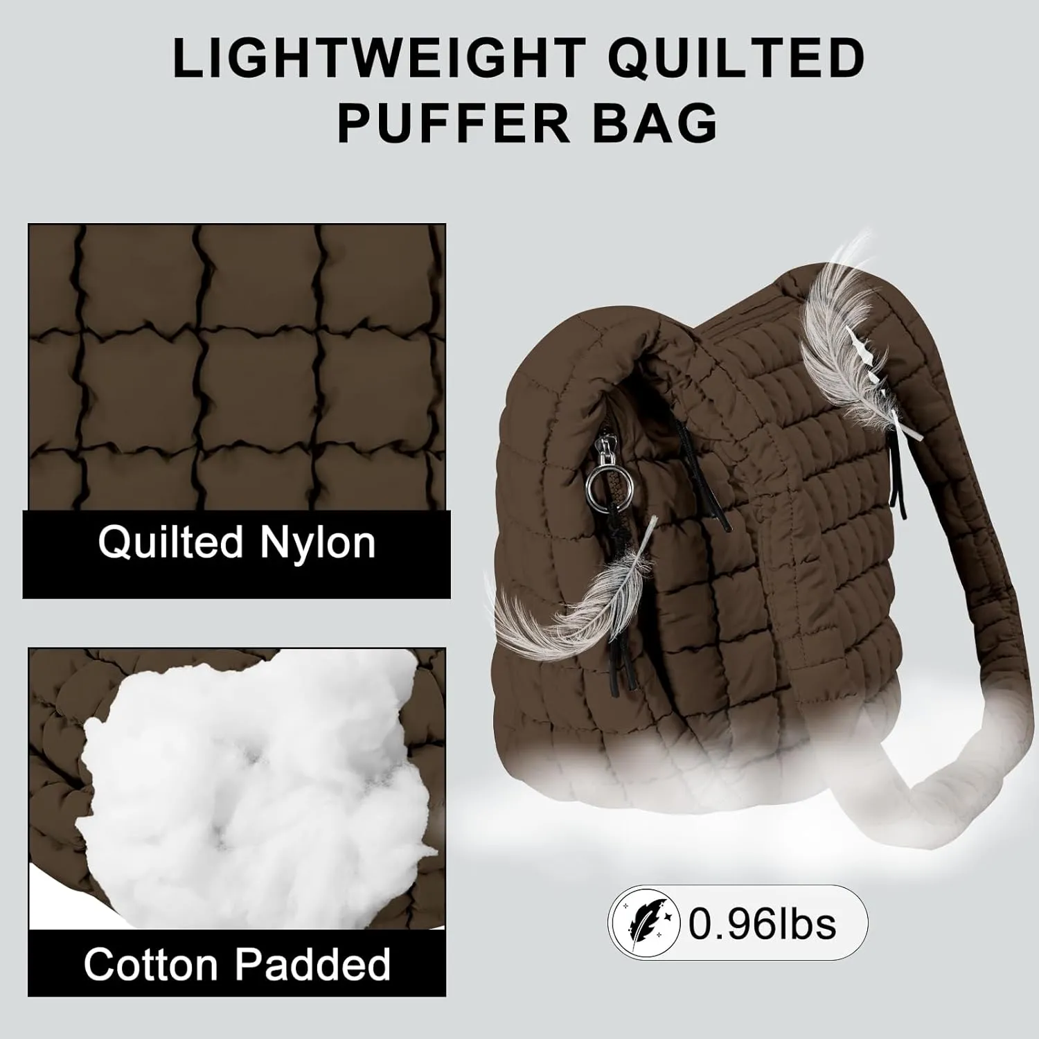Puffer Tote Bag for Women Large Quilted Puffy Lightweight Carryall Crossbody Tote Bag for Women