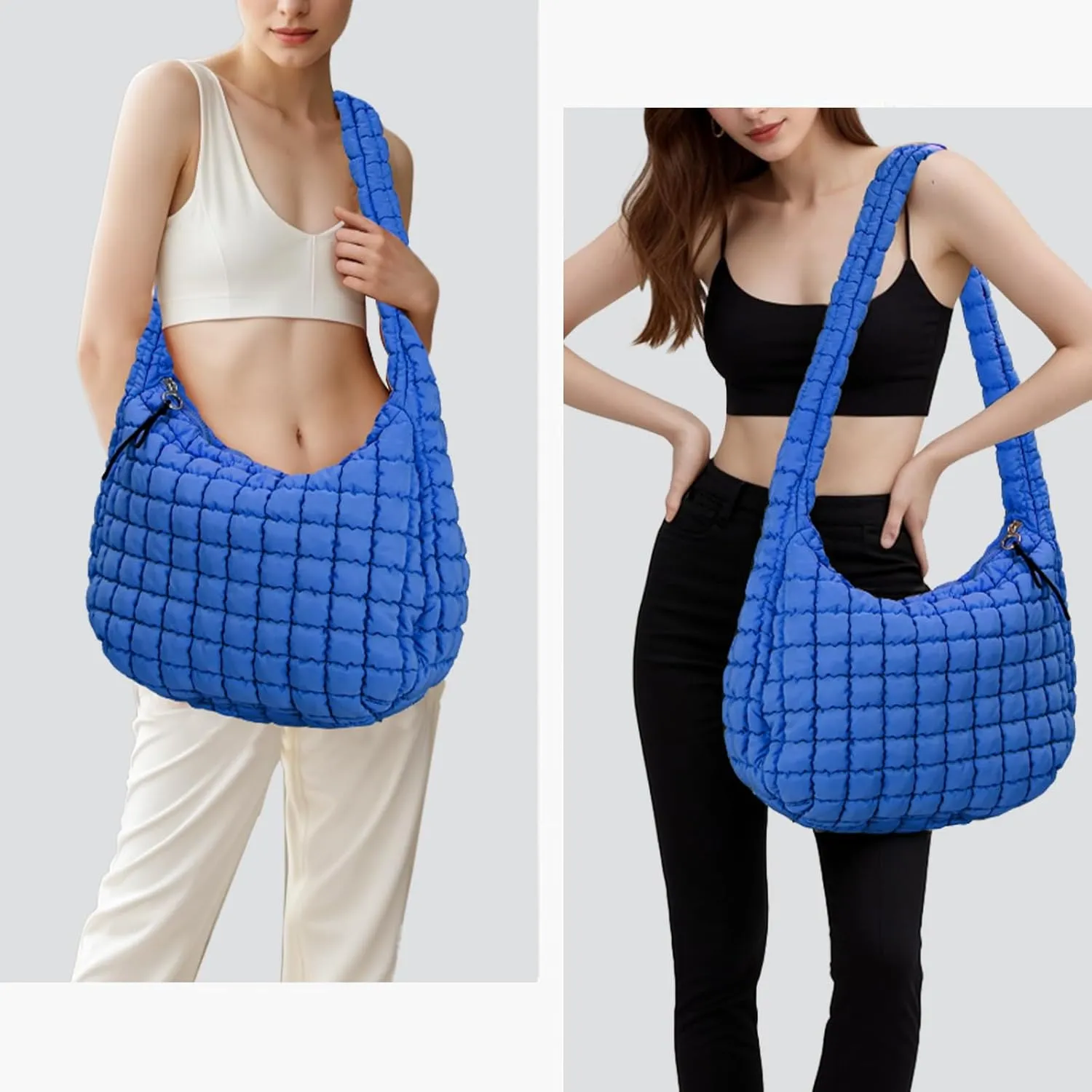 Puffer Tote Bag for Women Large Quilted Puffy Lightweight Carryall Crossbody Tote Bag for Women