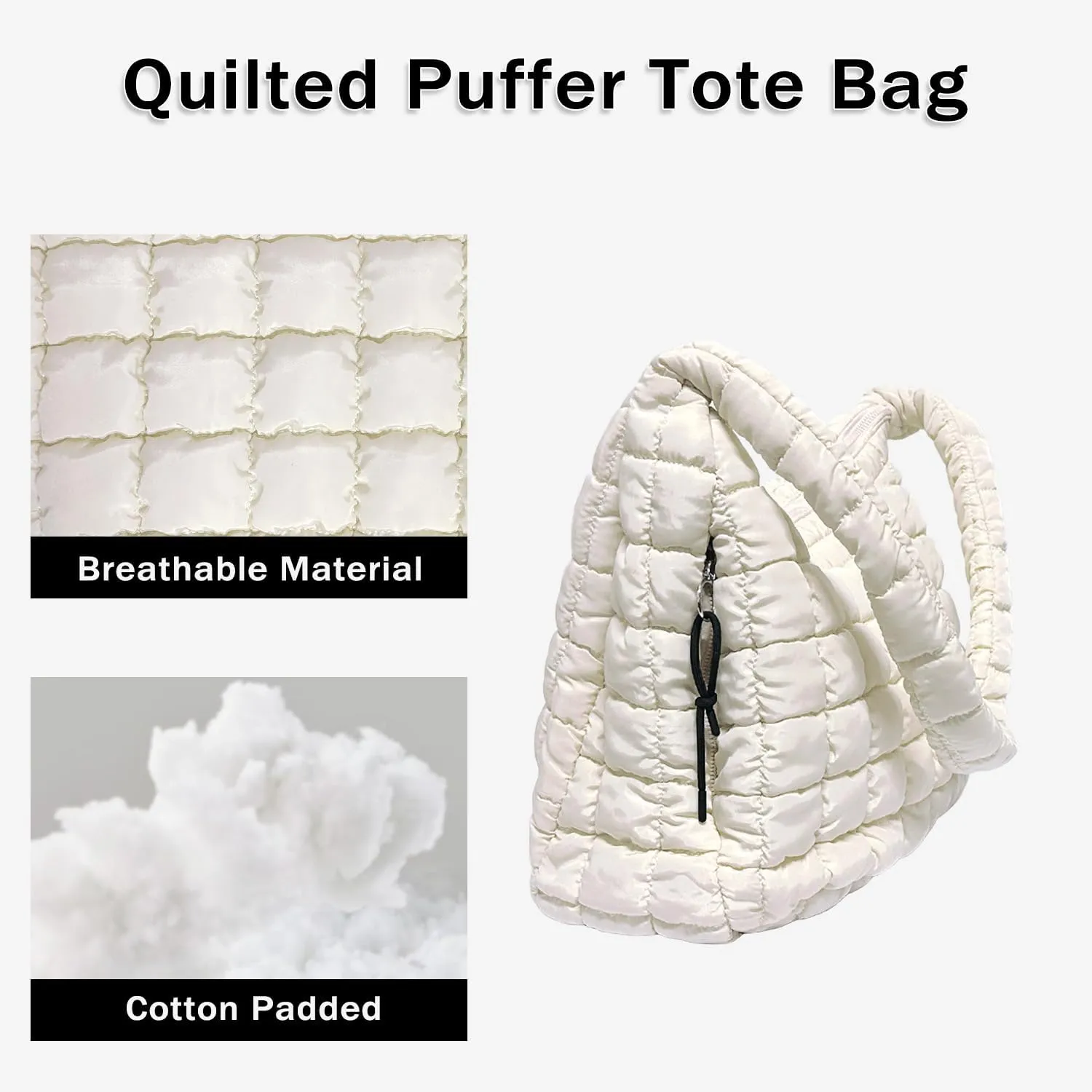 Puffer Tote Bag for Women Large Quilted Tote Bag Crossbody Lightweight Nylon Puffy Hobo Bag Carryall Shoulder Bag for Women