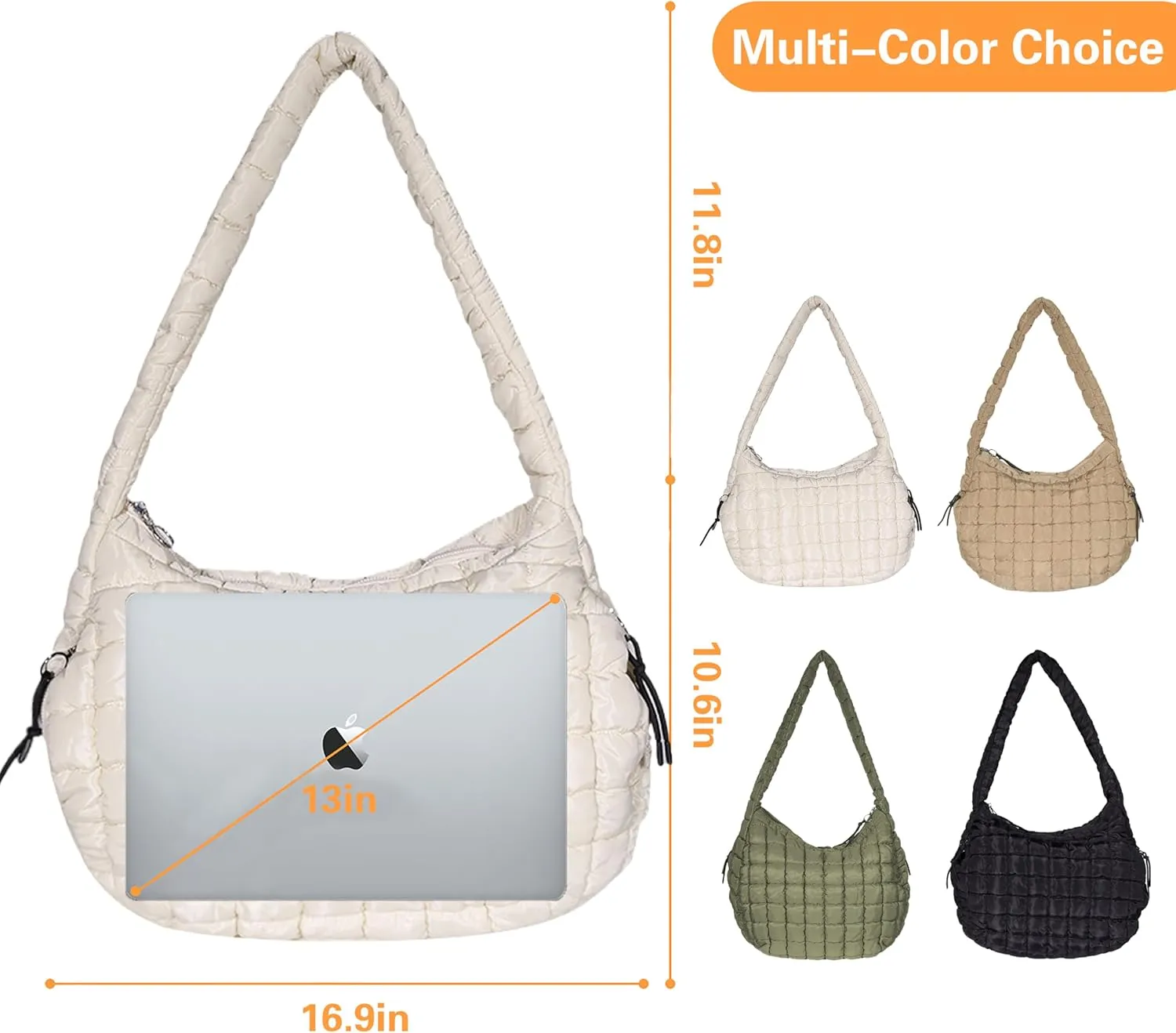 Puffer Tote Bag for Women Large Quilted Tote Bag Crossbody Lightweight Nylon Puffy Hobo Bag Carryall Shoulder Bag for Women