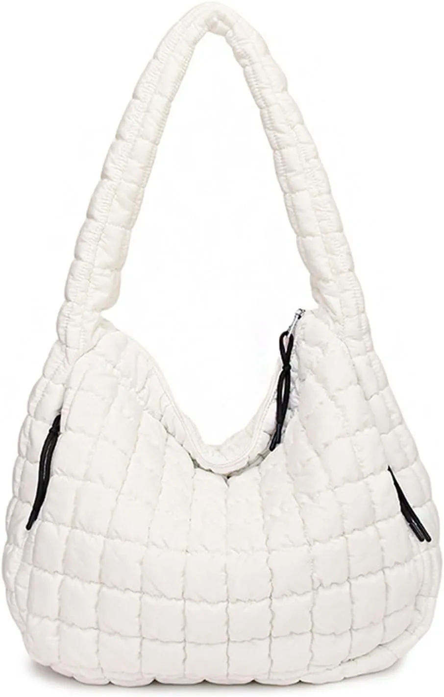 Puffer Tote Bag for Women Large Quilted Tote Bag with Zipper Nylon Lightweight Hobo Handbag Padding Shoulder Purse