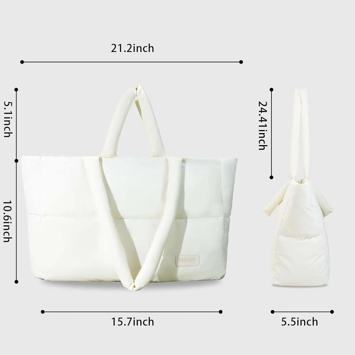 Puffer Tote Bag for Women - Lightweight Puffy Shoulder Bag, Quilted Puff Travel Tote