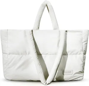 Puffer Tote Bag for Women - Lightweight Puffy Shoulder Bag, Quilted Puff Travel Tote
