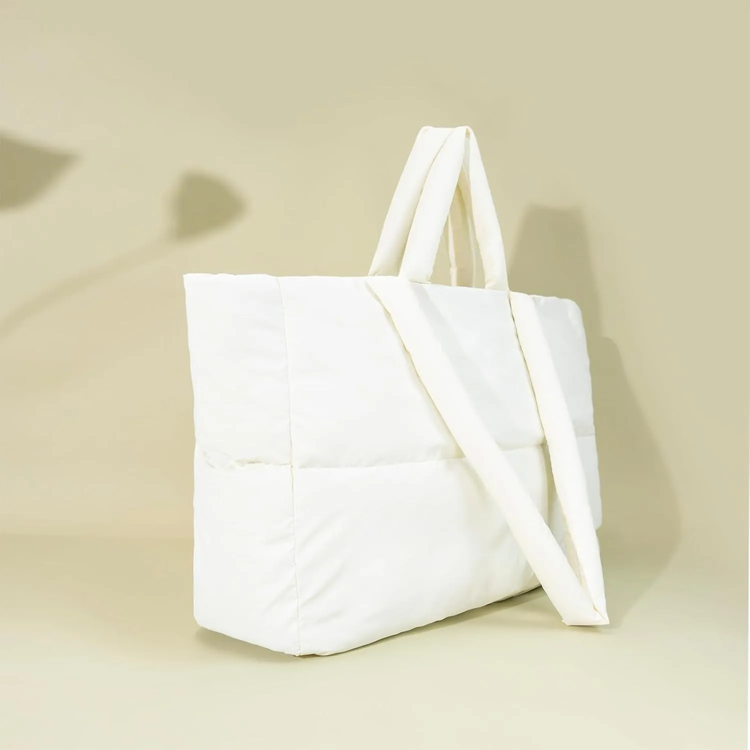 Puffer Tote Bag for Women - Lightweight Puffy Shoulder Bag, Quilted Puff Travel Tote