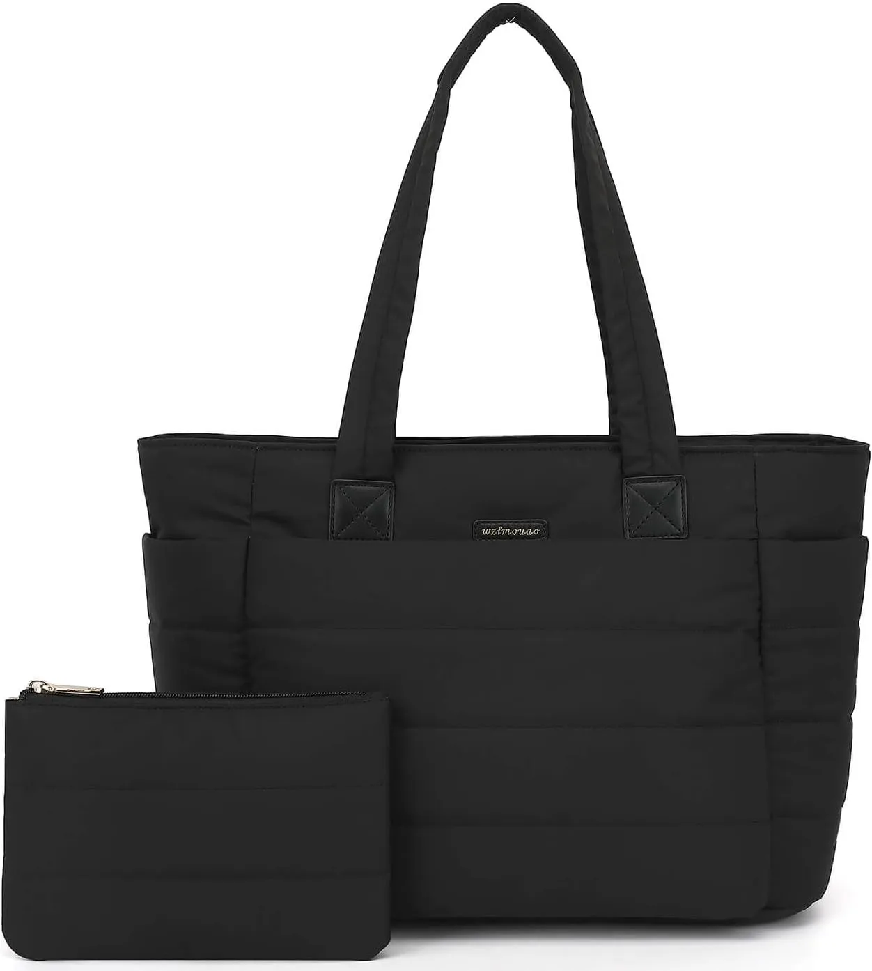 Puffer Tote Bag for Women, Lightweight Puffy Shoulder Bag with Compartments, Quilted Handbag for Work, Travel, Gym
