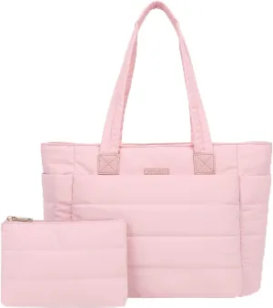 Puffer Tote Bag for Women, Lightweight Puffy Shoulder Bag with Compartments, Quilted Handbag for Work, Travel, Gym