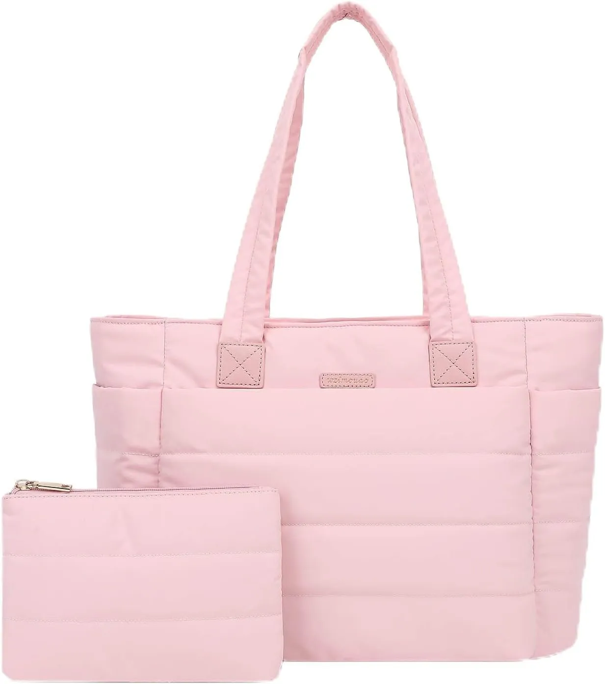 Puffer Tote Bag for Women, Lightweight Puffy Shoulder Bag with Compartments, Quilted Handbag for Work, Travel, Gym