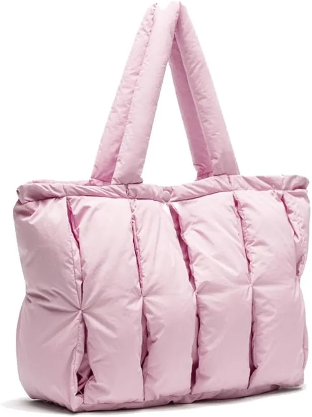 Puffer Tote Bag For Women Luxury Quilted Puffy Handbag Light Winter Shoulder Bag