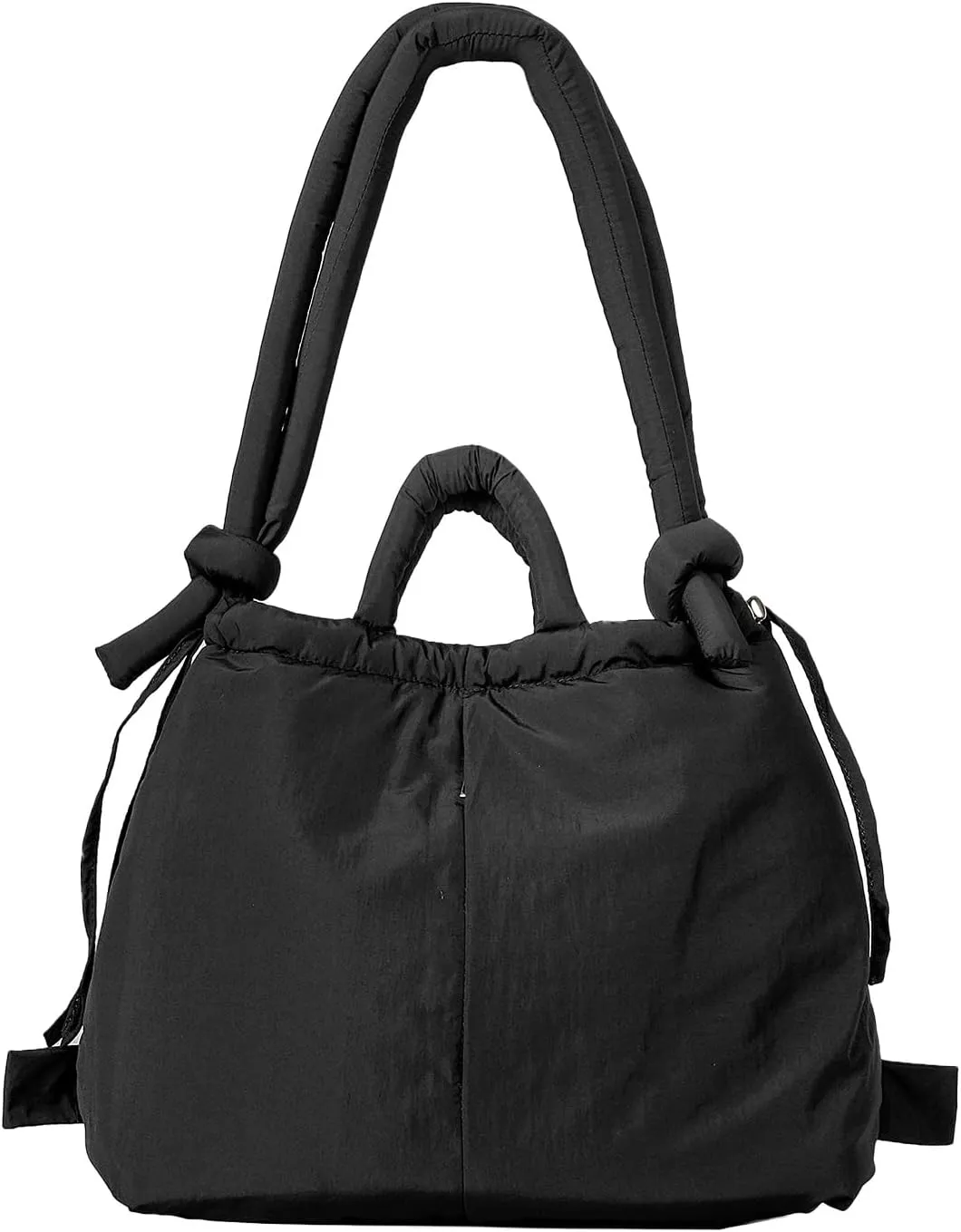 Puffer Tote Bag for Women Man, Stuffing Cotton Trendy Lightweight Puffer Bag Handbags Backpack with Drawstring