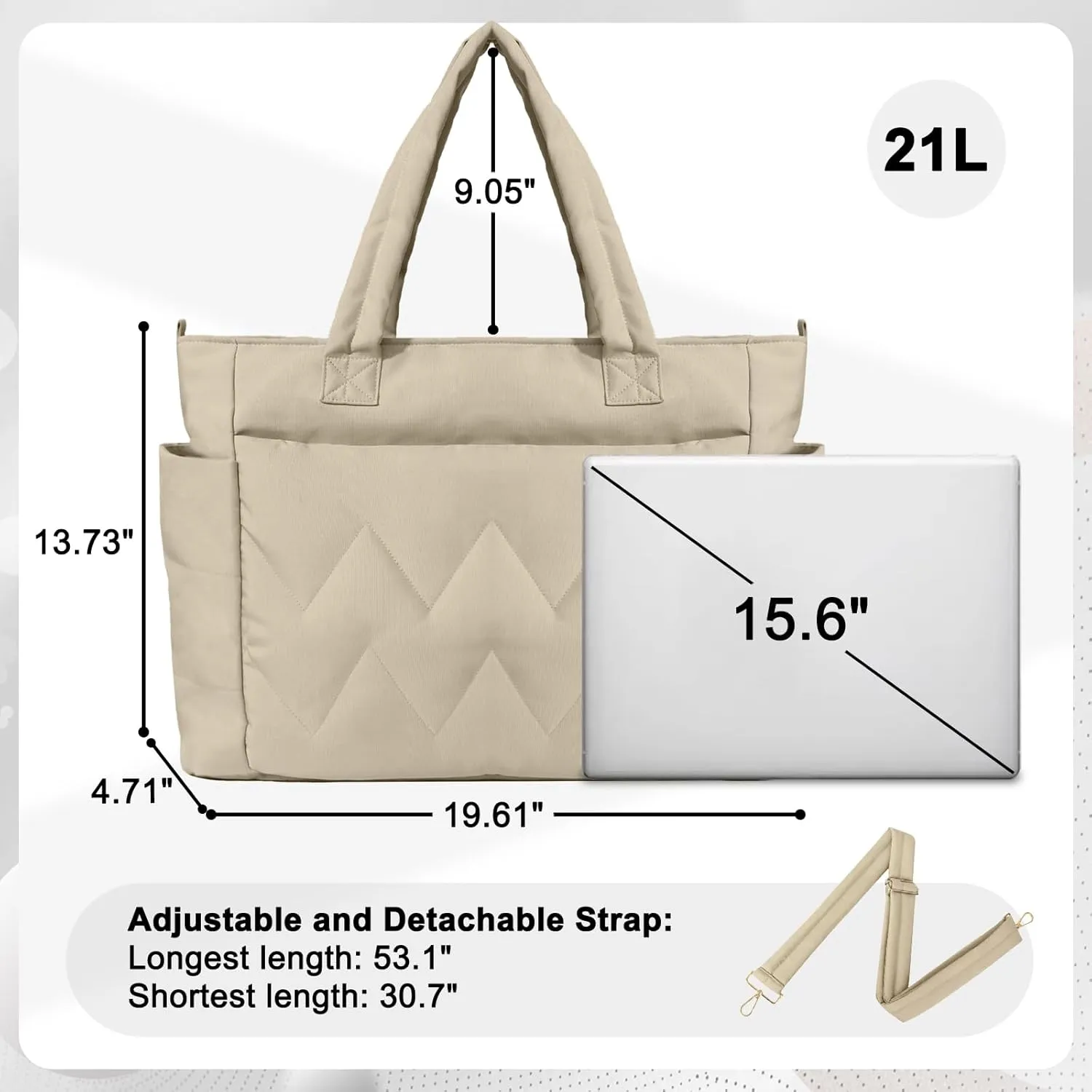 Puffer Tote Bag for Women Nylon Quilted Tote Bag Lightweight Puffy Shoulder Bag Black Camel White Pink