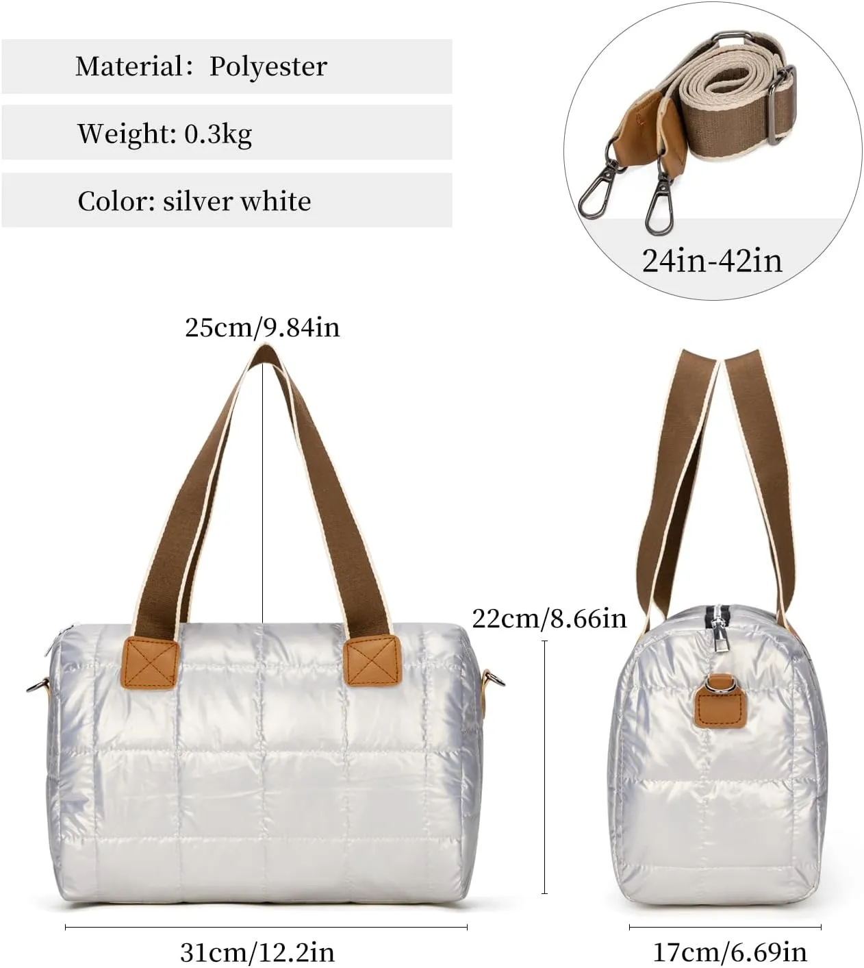 Puffer Tote Bag for Women Quilted Crossbody Bags Large Down Cotton Soft Padded Handbag