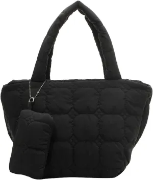 Puffer Tote Bag for Women Quilted Hobo Bag with Small Pouch Tote Bag Puffer Handbag Puffy Cloud Bag