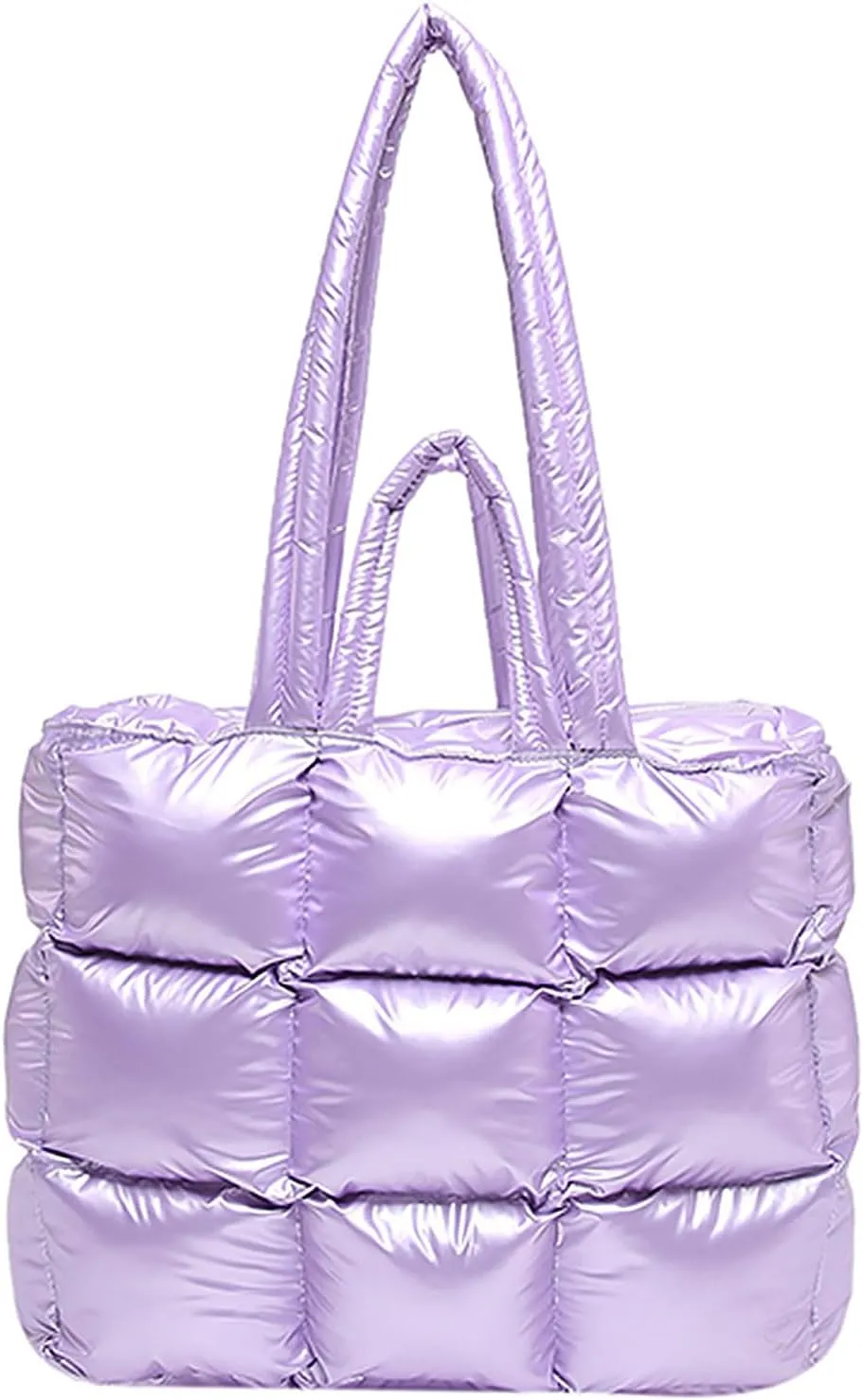 Puffer Tote Bag for Women, Quilted Puffy Handbag, Quilted Shoulder Bag Fluffy Satchel Purse for Work Travel Shopping