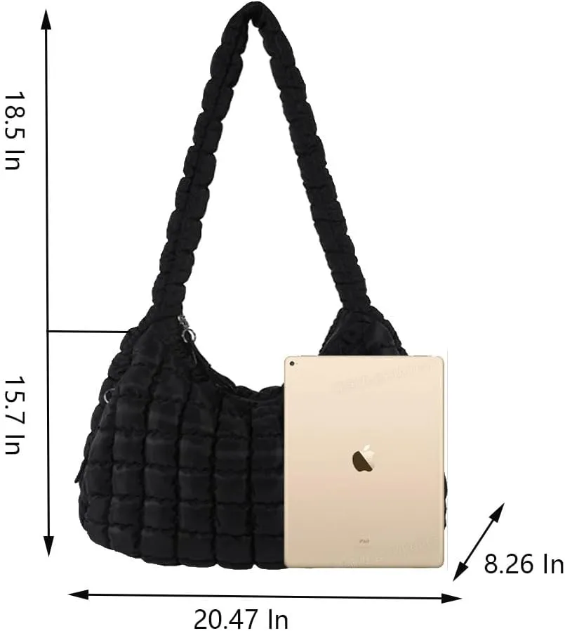 Puffer Tote Bag for Women,Large Quilted Tote Bag Quilted Carryall Bag Soft Puffy Crossbody Bag Hobo Handbags