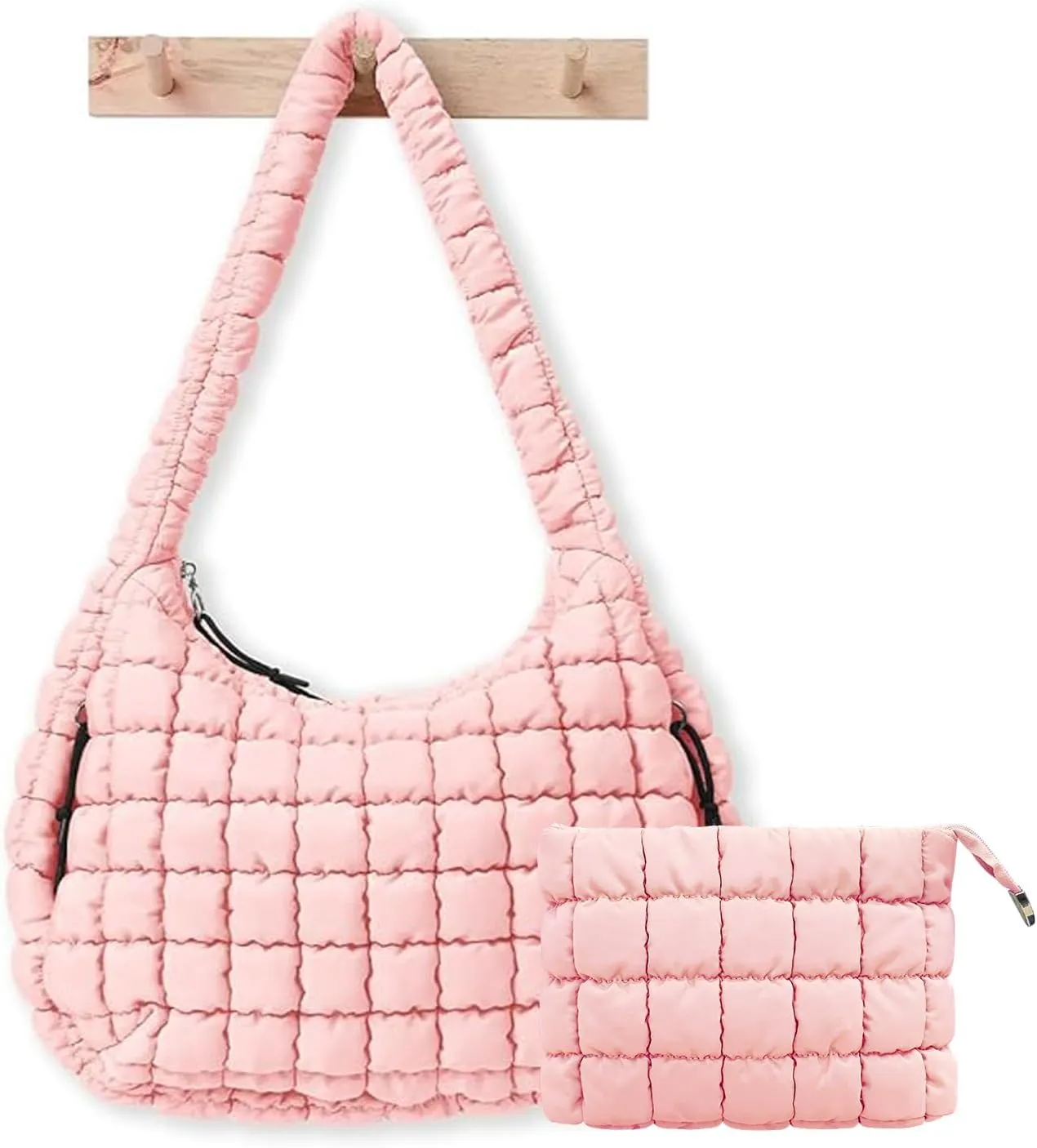 Puffer Tote Bag for Women,Quilted Tote Bag,Large Hobo Quilted Tote Bag Crossbody Shoulder Puff Purse Soft Fluffy Lightweight