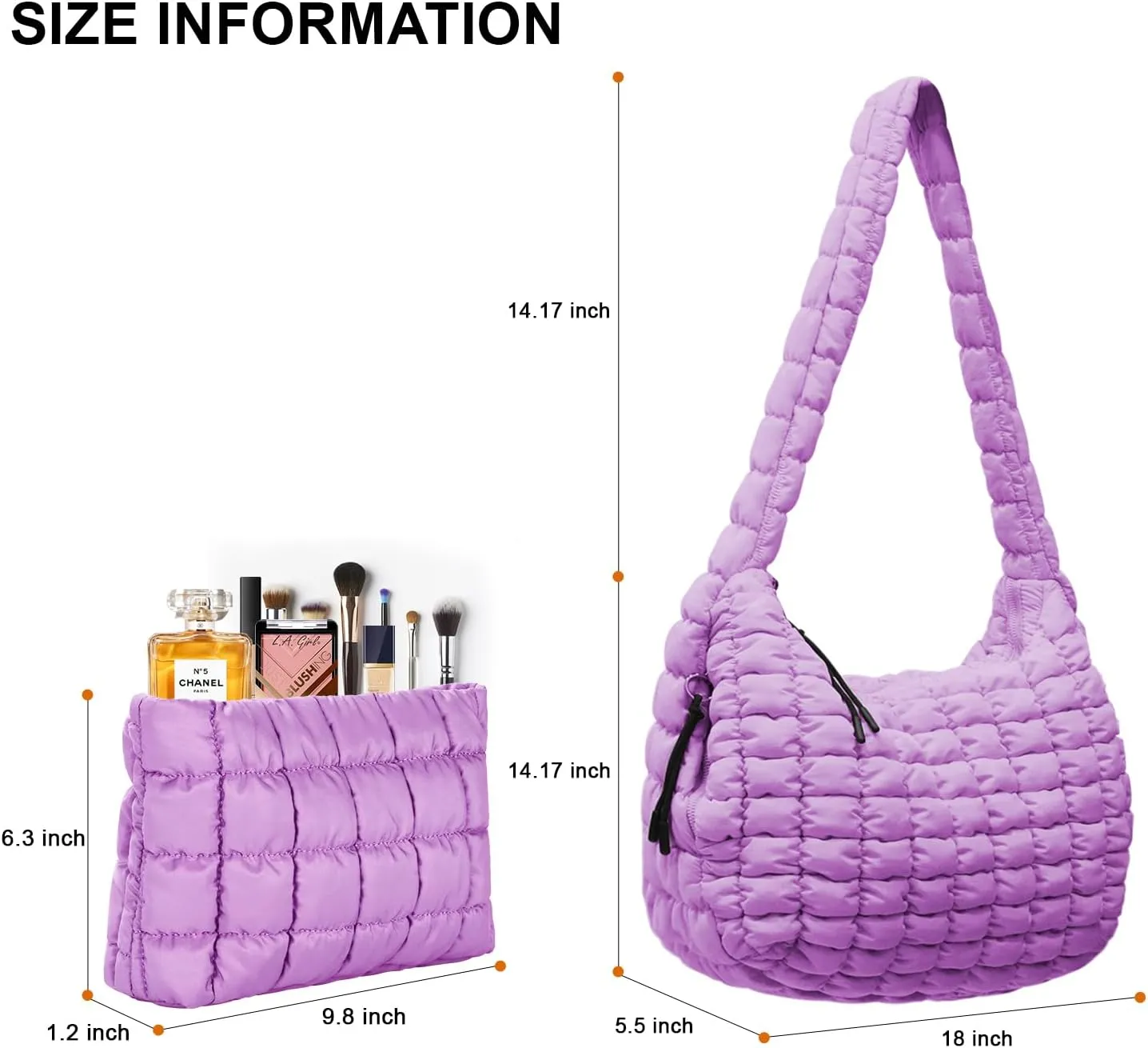 Puffer Tote Bag for Women,Quilted Tote Bag,Large Hobo Quilted Tote Bag Crossbody Shoulder Puff Purse Soft Fluffy Lightweight