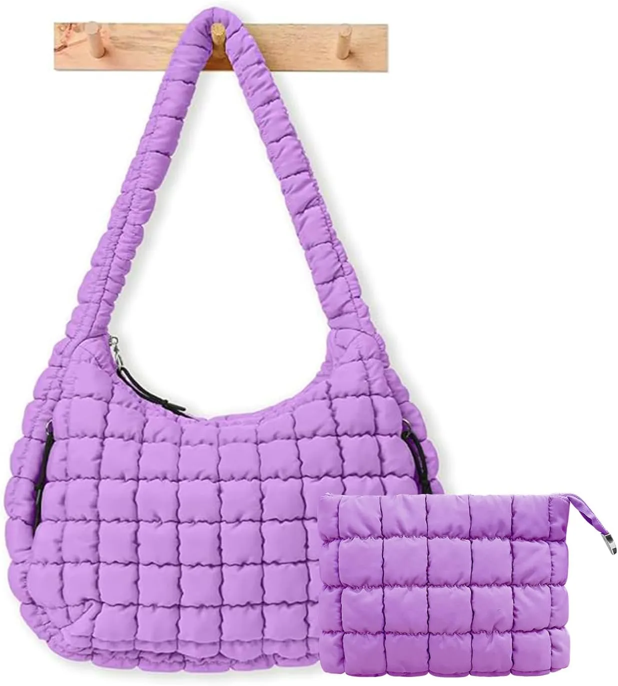 Puffer Tote Bag for Women,Quilted Tote Bag,Large Hobo Quilted Tote Bag Crossbody Shoulder Puff Purse Soft Fluffy Lightweight
