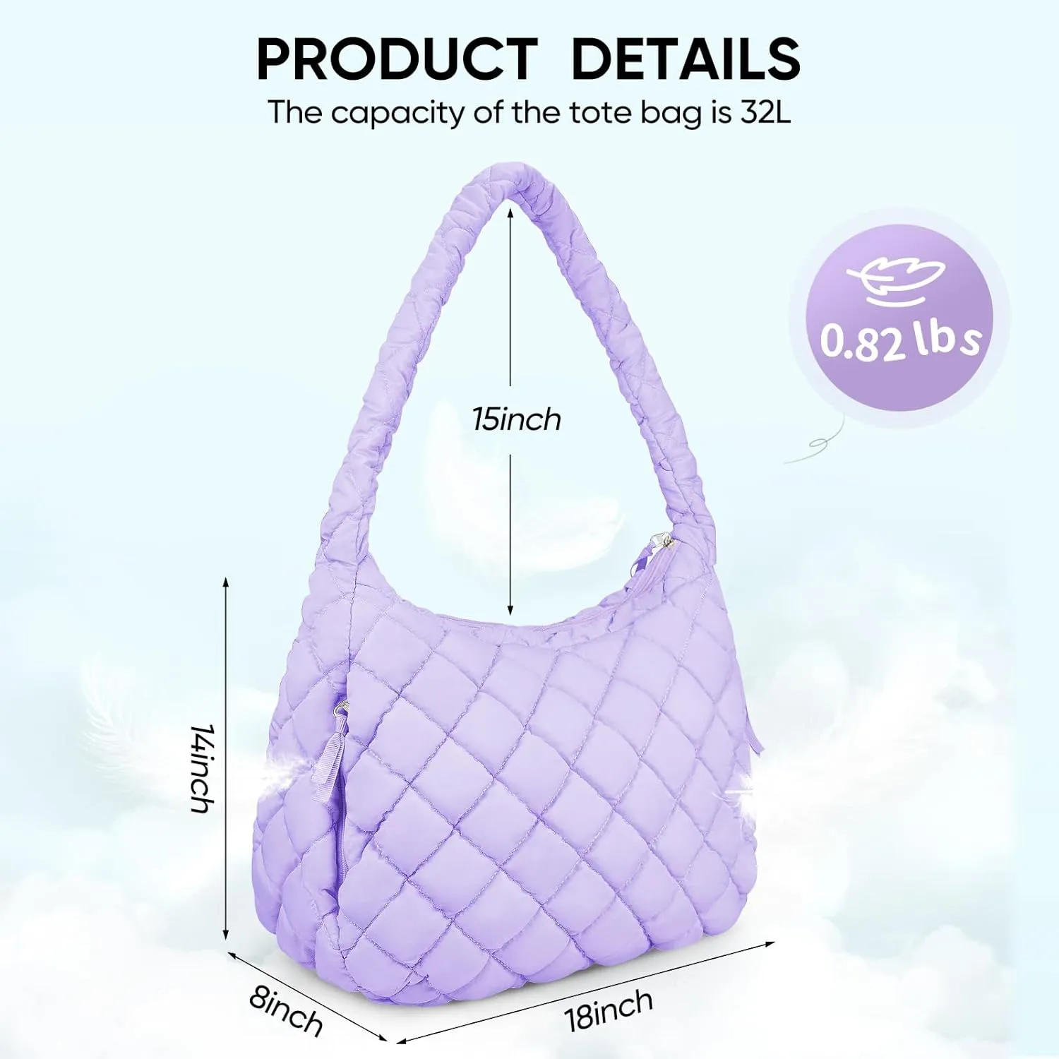 Puffer Tote Bag, Large Carryall Quilted Tote Bag for Women, Comfort Puffer Crossbody Bag, Lightweight Puffer Purses