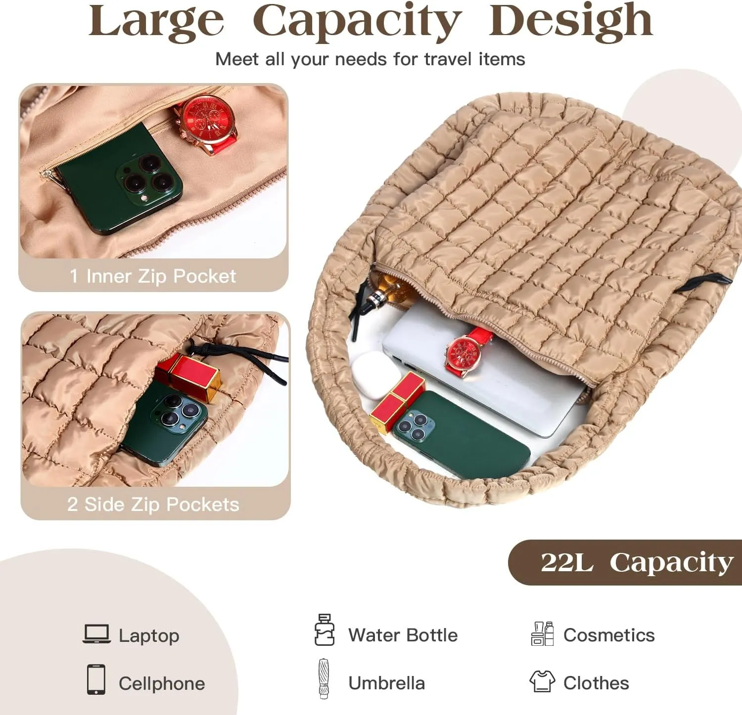 Puffer Tote Bag Large Puffy Tote Bag Quilted Tote Bag Soft Quilted Crossbody Bag Carryall Hobo Handbags for Women Girl