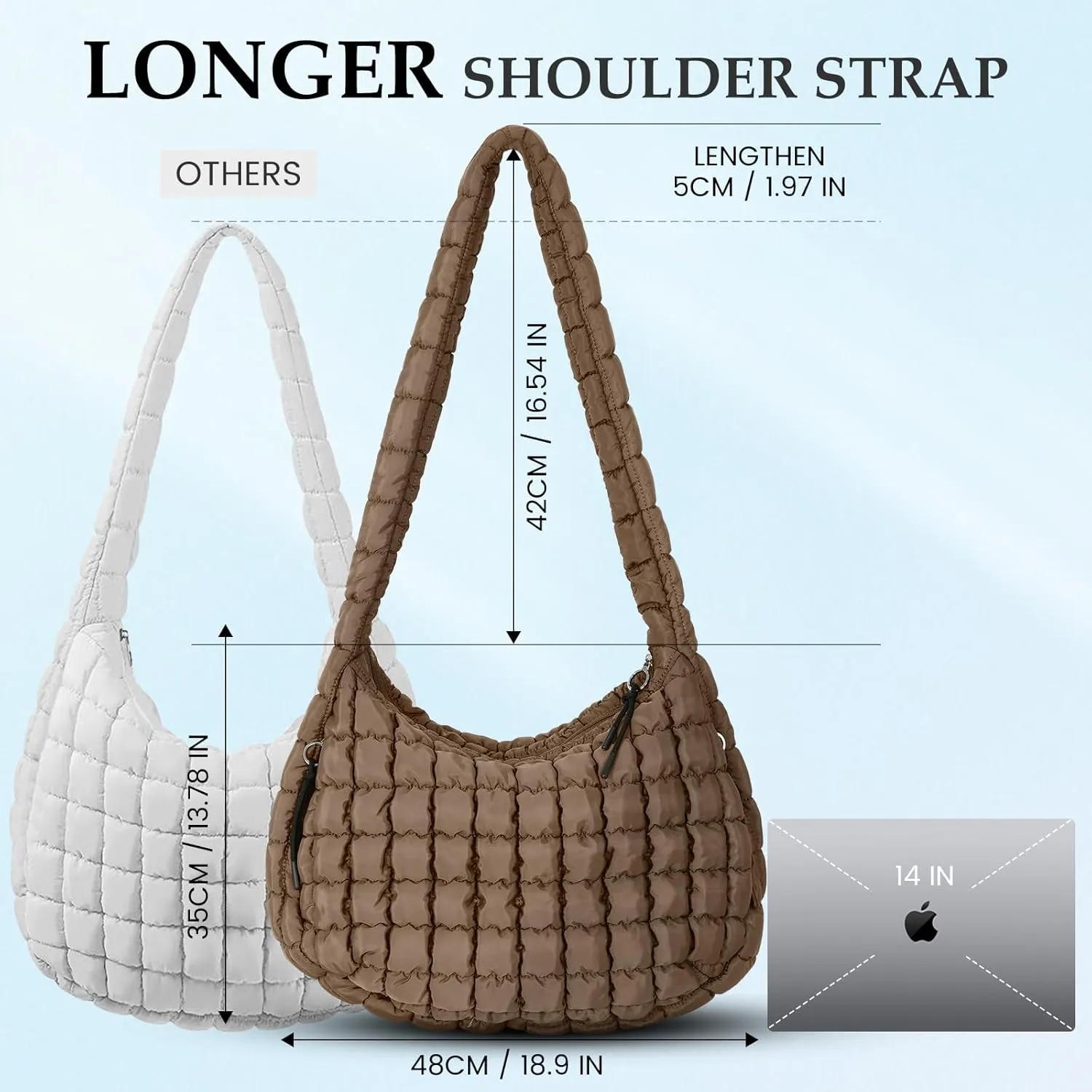 Puffer Tote Bag Quilted Carryall Bag Crossbody Bag Puffy Shoulder Bag for Women Lightweight Hobo Bags