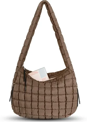 Puffer Tote Bag Quilted Carryall Bag Crossbody Bag Puffy Shoulder Bag for Women Lightweight Hobo Bags