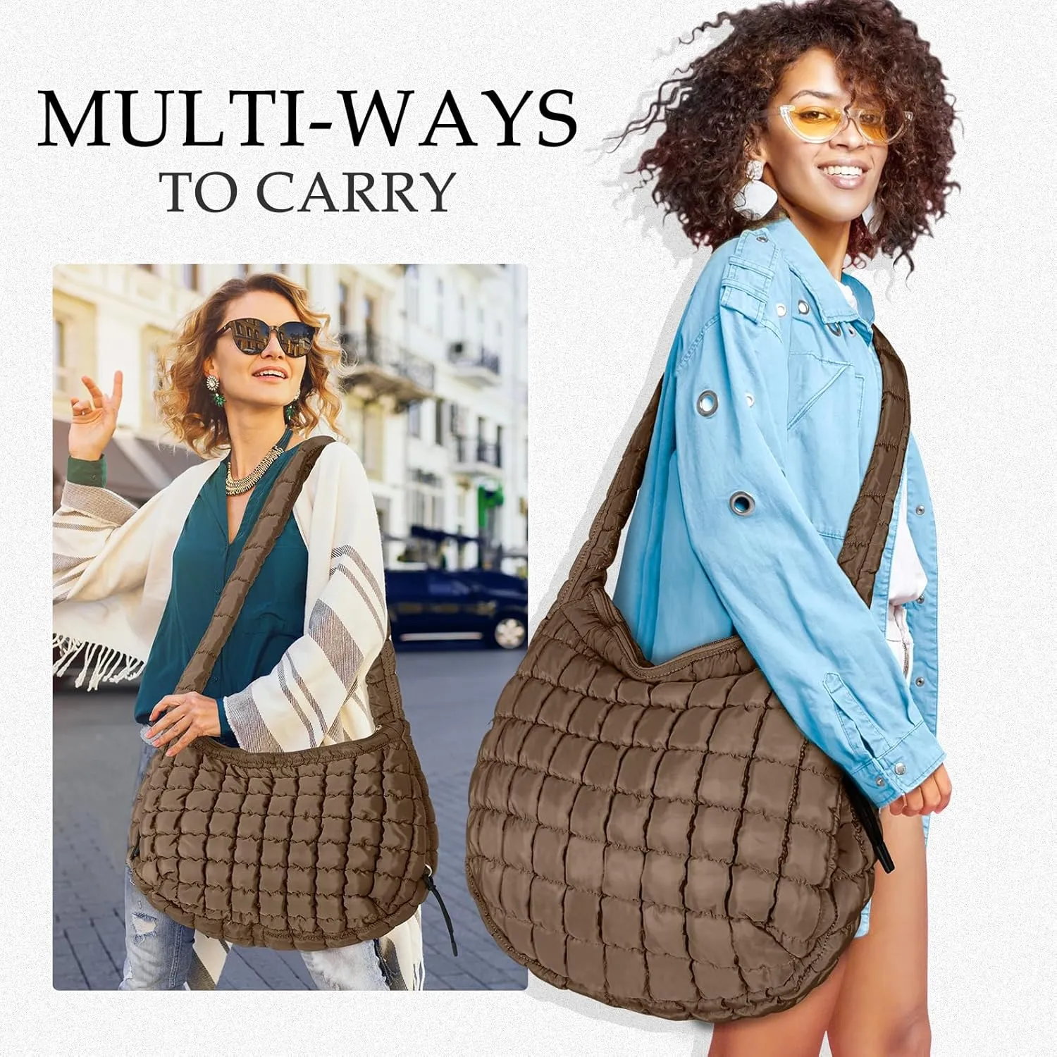 Puffer Tote Bag Quilted Carryall Bag Crossbody Bag Puffy Shoulder Bag for Women Lightweight Hobo Bags
