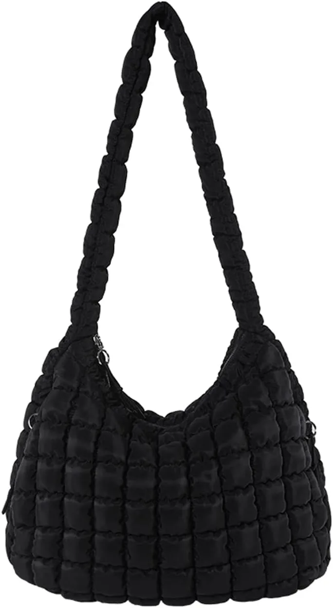 Puffer Tote Bag Quilted Tote Bag for Women Hobo Handbags Puff Purse Quilted Carryall Bag Soft Puffy Crossbody Bag
