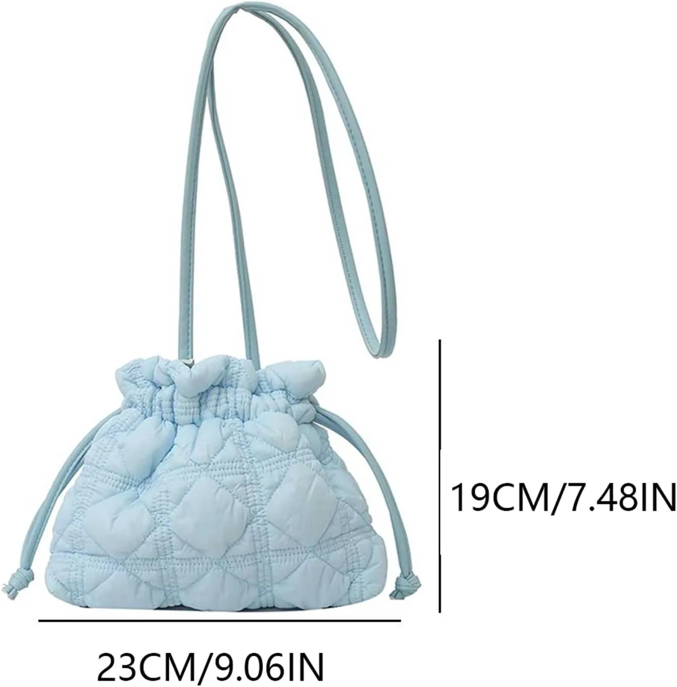 Puffer Tote Bag Women Puffer Bucket Bag Detachable Strap Drawstring Shoulder Bags Solid Color Quilted Crossbody Bag(Green)