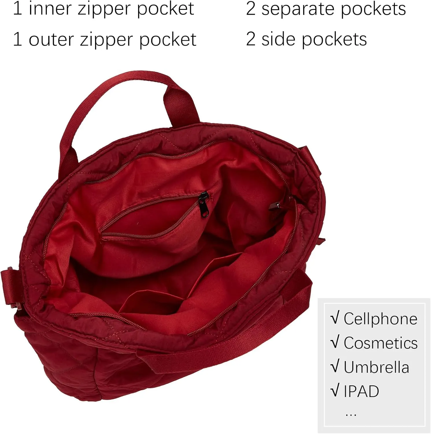 Puffer Tote Bag Women Quilted Crossbody Handbag Lattice Padded Puffy Purse Casual Satchel Bag