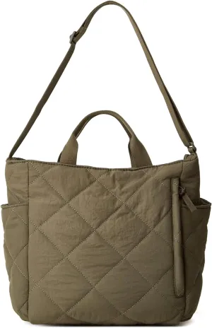 Puffer Tote Bag Women Quilted Crossbody Handbag Lattice Padded Puffy Purse Casual Satchel Bag
