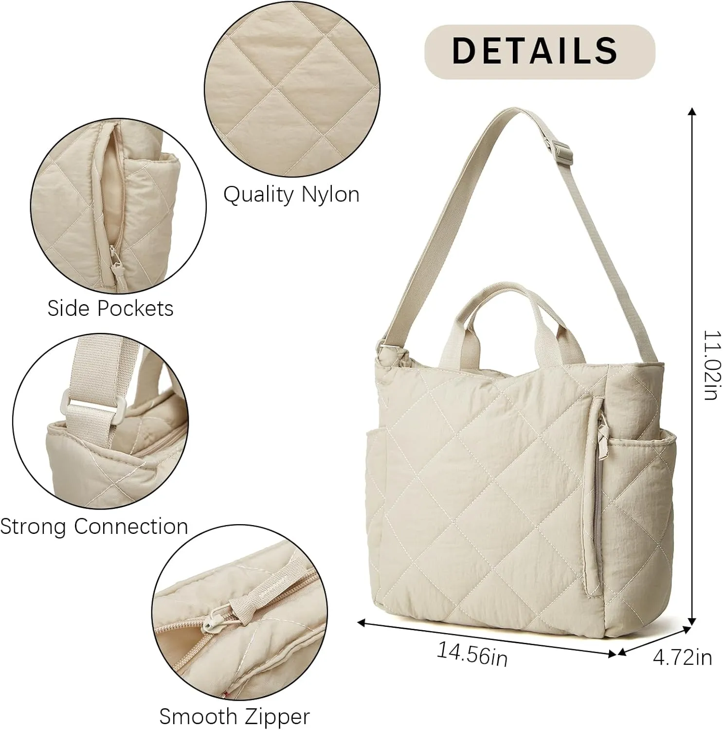 Puffer Tote Bag Women Quilted Crossbody Handbag Lattice Padded Puffy Purse Casual Satchel Bag