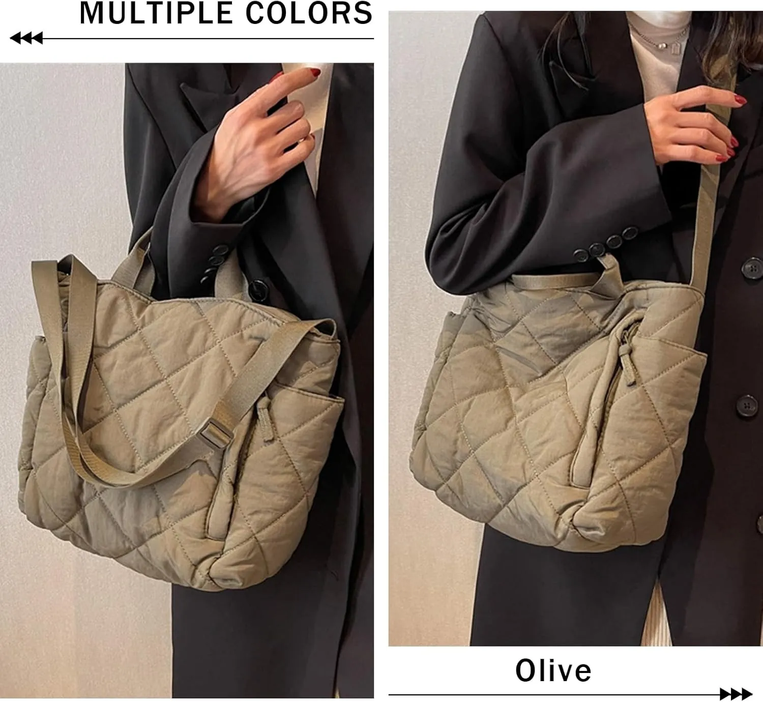 Puffer Tote Bag Women Quilted Crossbody Handbag Lattice Padded Puffy Purse Casual Satchel Bag