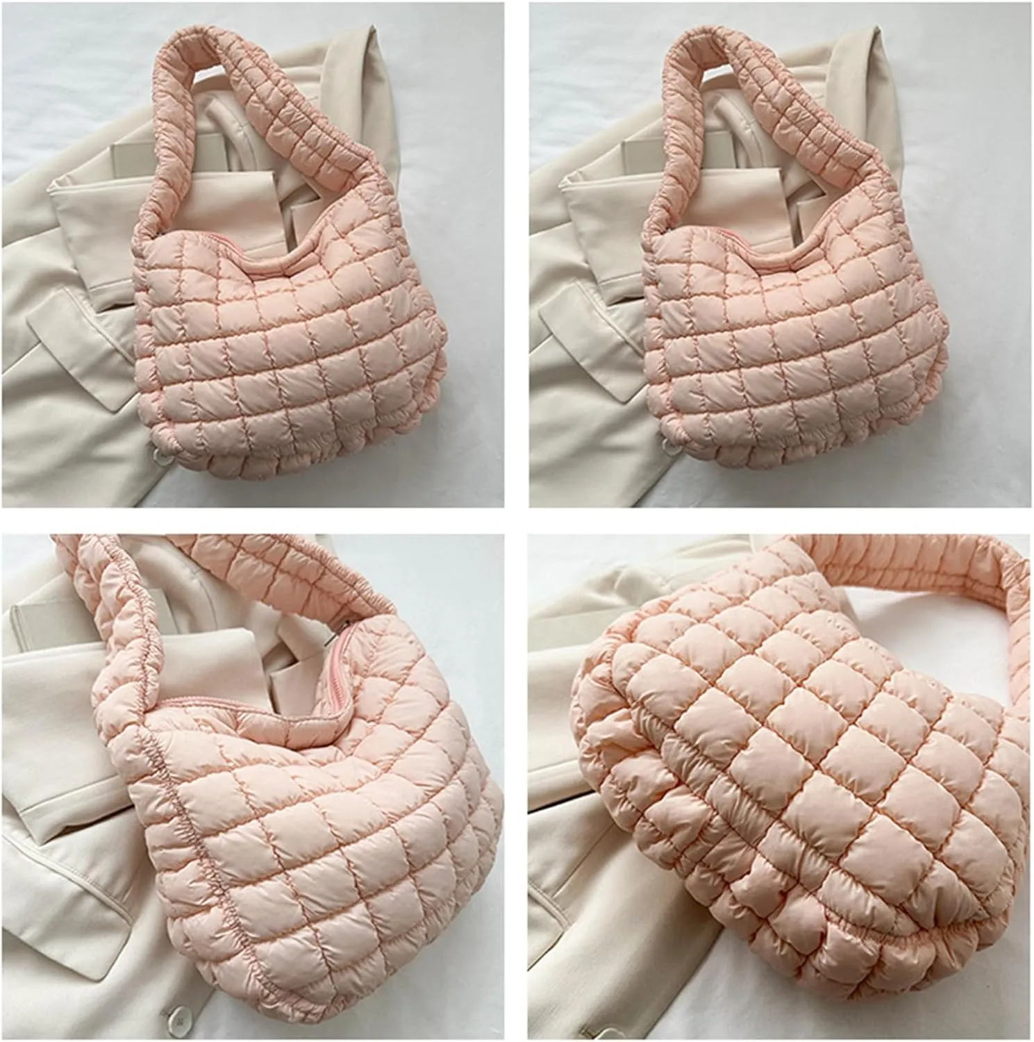 Puffer Tote Bag Women Quilted Shoulder Bags Puffy Bubble Pleated Purse Nylon Padding Cloud Crossbody Bag 2025