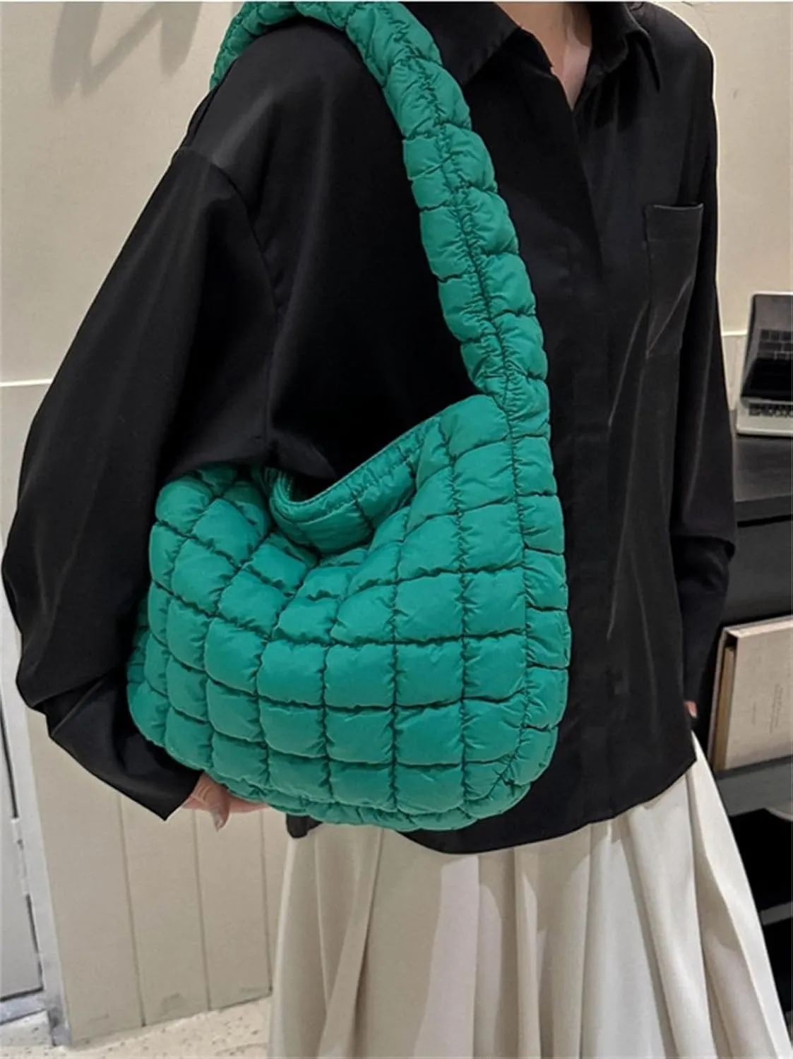 Puffer Tote Bag Women Quilted Shoulder Bags Puffy Bubble Pleated Purse Nylon Padding Cloud Crossbody Bag 2025