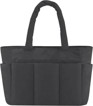 Puffer Tote Bag, Work Bags for Women with Laptop Compartment, Travel Tote with Luggage Sleeve, Quilted Bag for School