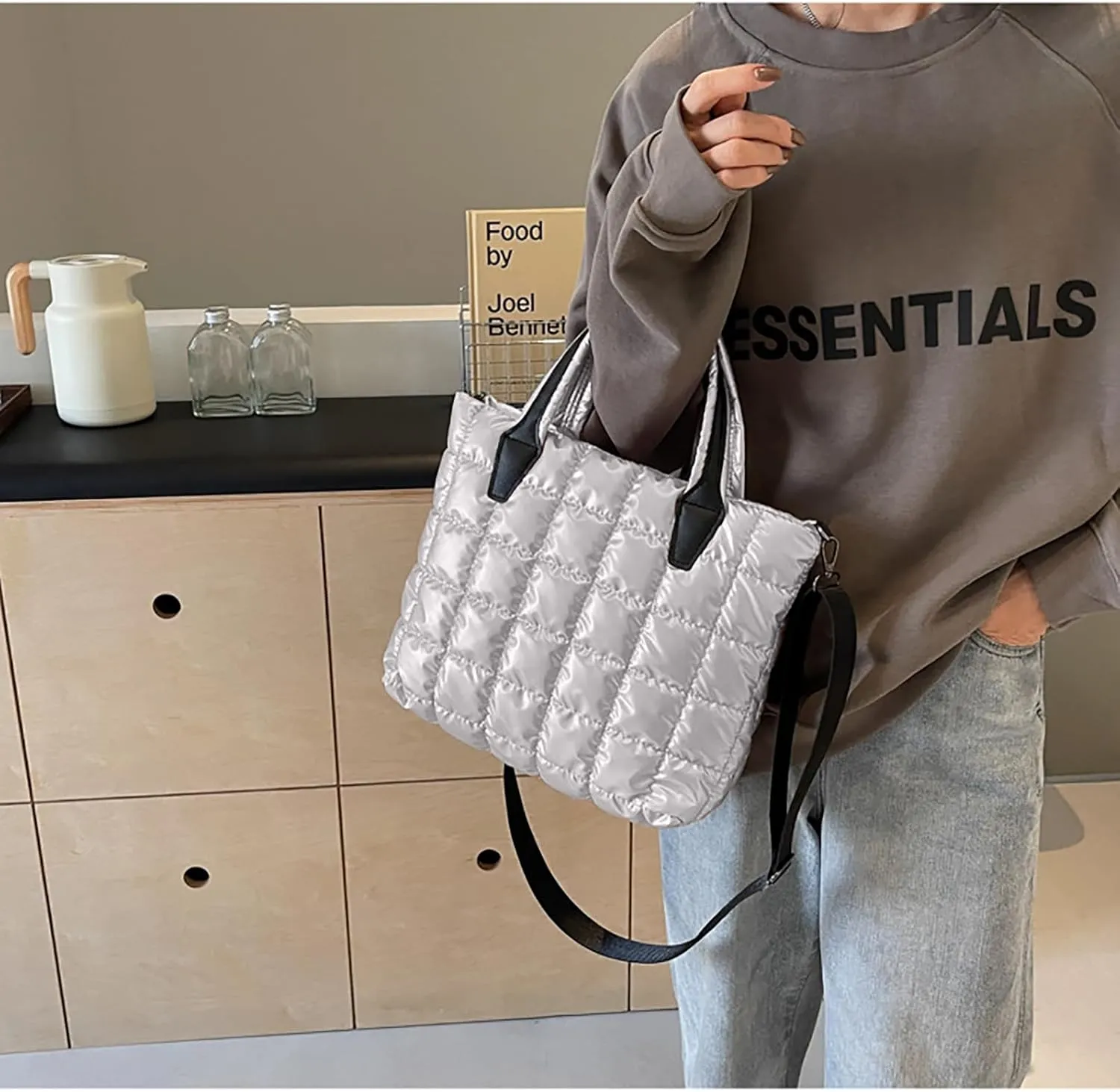 Puffy Bag for Women Quilted Crossbody Bag Puffer Purse Quilted Shoulder Bag Handbag with Adjustable Strap
