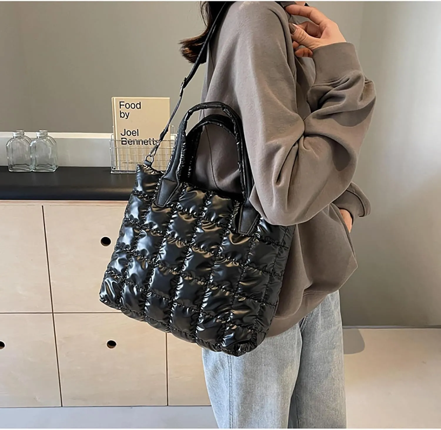 Puffy Bag for Women Quilted Crossbody Bag Puffer Purse Quilted Shoulder Bag Handbag with Adjustable Strap