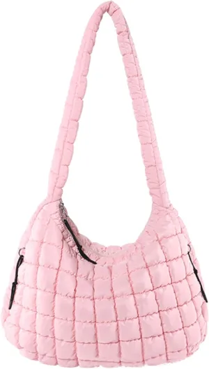 Puffy Bubble Tote Bag,Puffer Quilted Shoulder Bag for Women with Multiple Zippered Pockets, Trendy Crossbody Hobo Bag