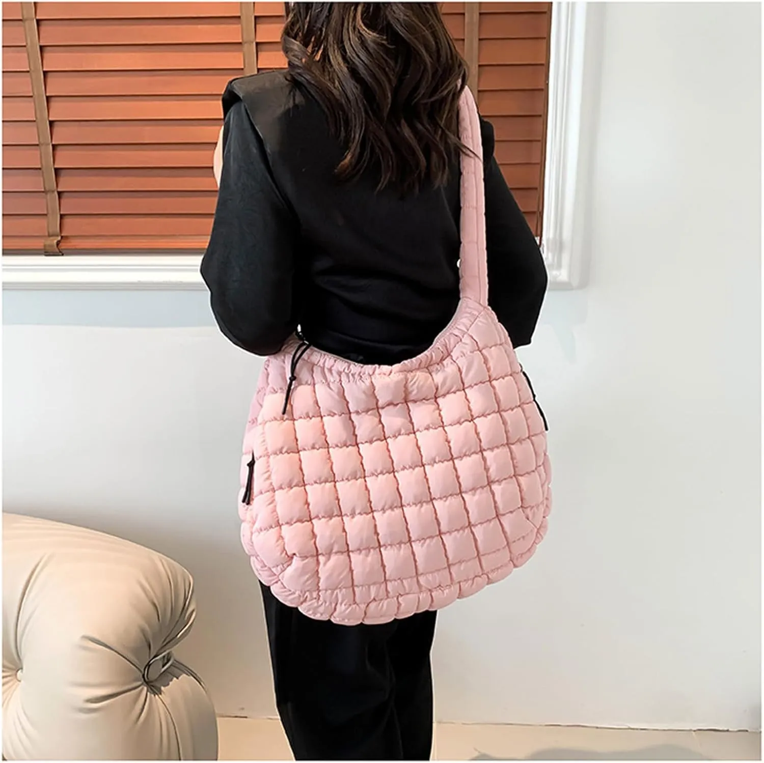 Puffy Bubble Tote Bag,Puffer Quilted Shoulder Bag for Women with Multiple Zippered Pockets, Trendy Crossbody Hobo Bag