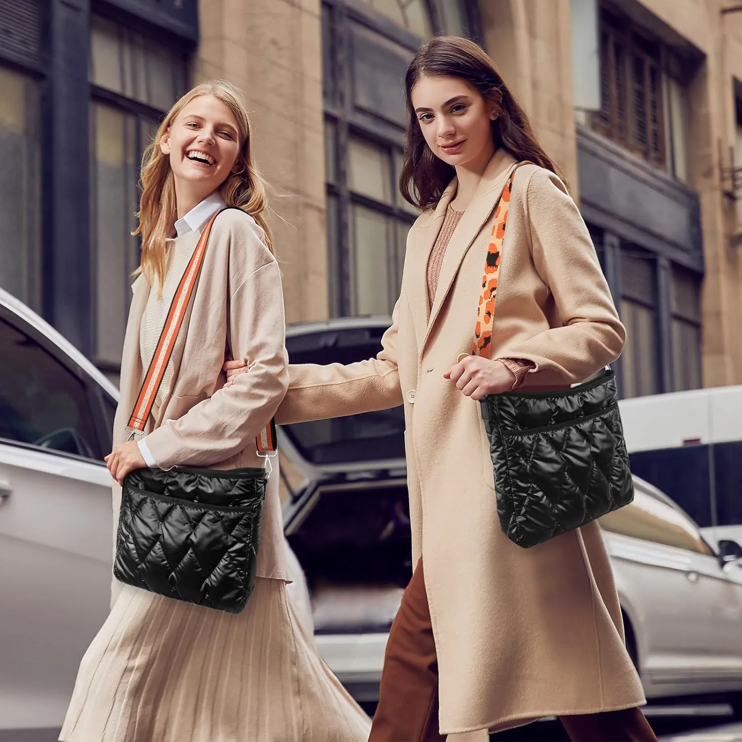 Puffy Crossbody Bags, Quilted Purses with Zip, Trendy Fashion Shoulder Bags, Padded Soft Handbags for Women