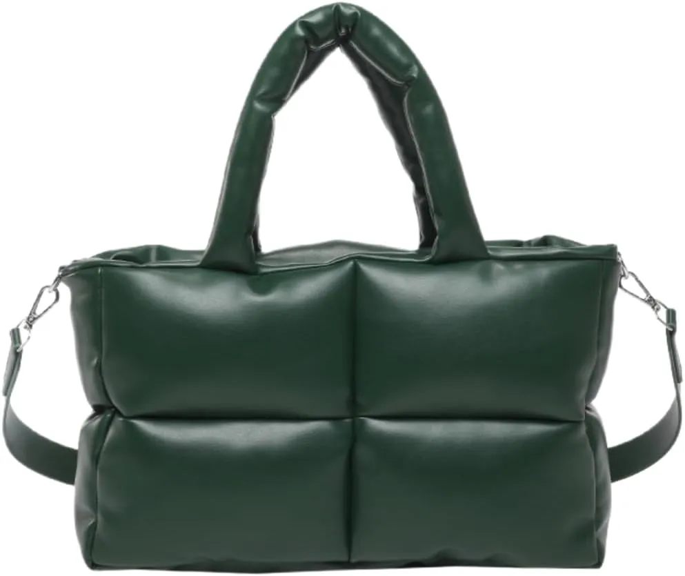 Puffy Handbags Tote Quilted Shoulder Crossbody Bag for Women Soft Vegan Leather Padded Purse