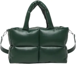 Puffy Handbags Tote Quilted Shoulder Crossbody Bag for Women Soft Vegan Leather Padded Purse