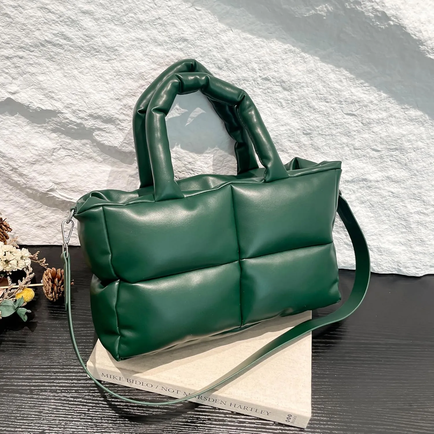 Puffy Handbags Tote Quilted Shoulder Crossbody Bag for Women Soft Vegan Leather Padded Purse